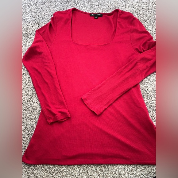 INC International Concepts Vibrant Red Long Sleeve Top - Picture 1 of 3